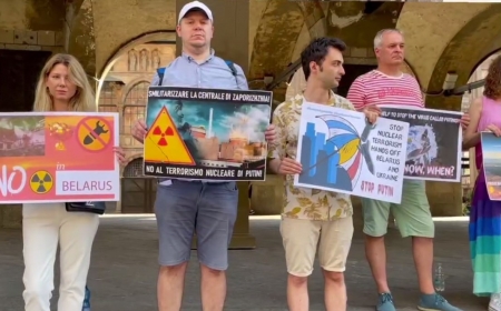 В Милане прошел митинг против российской ядерной угрозы