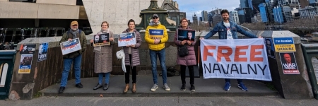 Пикет в поддержку Алексея Навального в Мельбурне